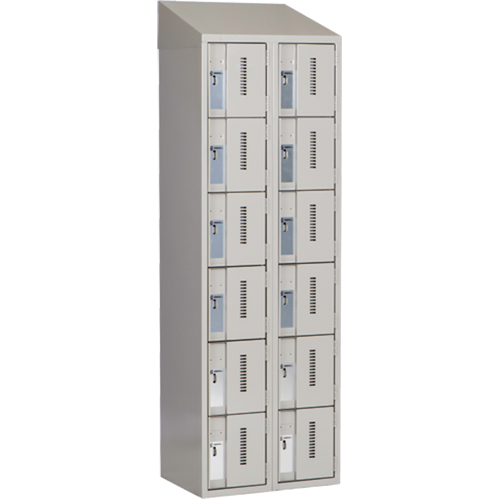 Concorde Heavy-Duty Lockers, 6 -tier, Bank of 2, 24" x 18" x 78", Steel, Grey, Welded (Assembled) Distribution Élite MP