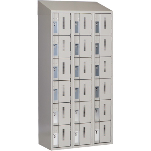 Concorde Heavy-Duty Lockers, 6 -tier, Bank of 3, 36" x 18" x 78", Steel, Grey, Welded (Assembled) Distribution Élite MP