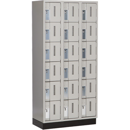Concorde Heavy-Duty Lockers, 6 -tier, Bank of 3, 36" x 18" x 76", Steel, Grey, Welded (Assembled) Distribution Élite MP