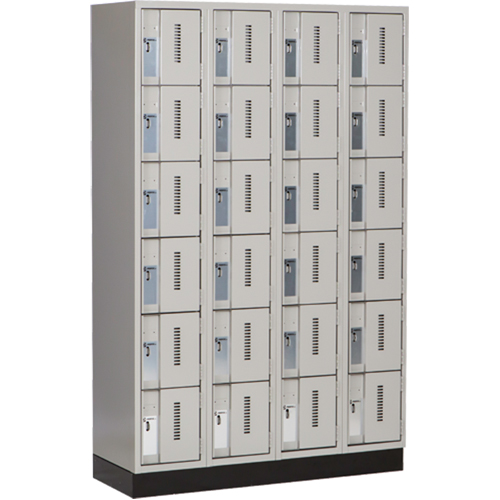 Concorde Heavy-Duty Lockers, 6 -tier, Bank of 4, 48" x 18" x 76", Steel, Grey, Welded (Assembled) Distribution Élite MP