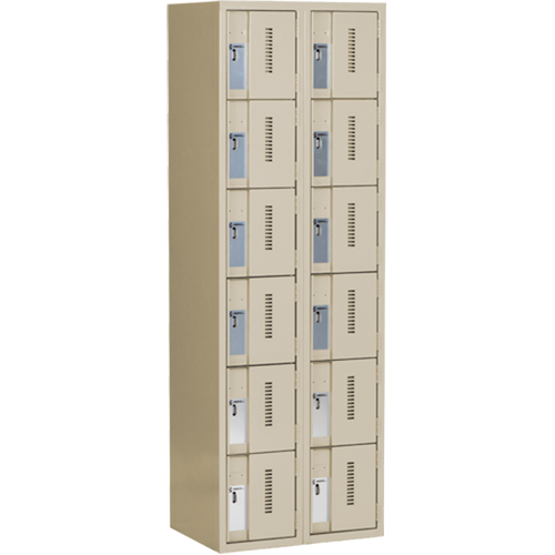 Concorde Heavy-Duty Lockers, 6 -tier, Bank of 2, 24" x 18" x 72", Steel, Beige, Welded (Assembled) Distribution Élite MP