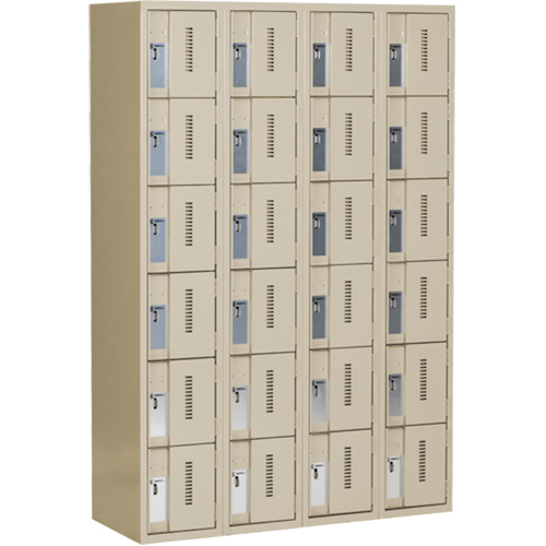 Concorde Heavy-Duty Lockers, 6 -tier, Bank of 4, 48" x 18" x 72", Steel, Beige, Welded (Assembled) Distribution Élite MP