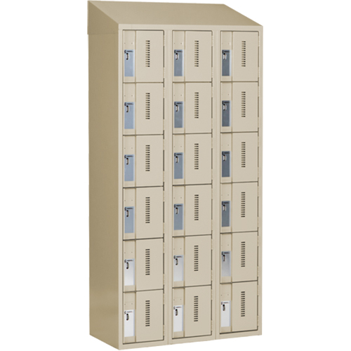Concorde Heavy-Duty Lockers, 6 -tier, Bank of 3, 36" x 18" x 78", Steel, Beige, Welded (Assembled) Distribution Élite MP