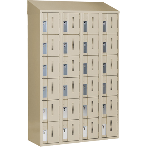Concorde Heavy-Duty Lockers, 6 -tier, Bank of 4, 48" x 18" x 78", Steel, Beige, Welded (Assembled) Distribution Élite MP