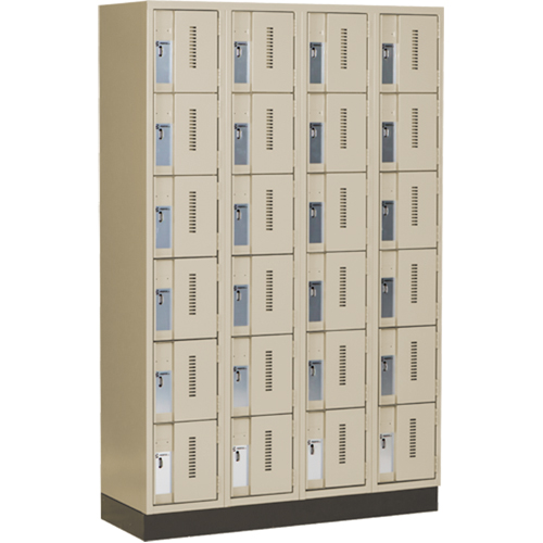Concorde Heavy-Duty Lockers, 6 -tier, Bank of 4, 48" x 18" x 76", Steel, Beige, Welded (Assembled) Distribution Élite MP