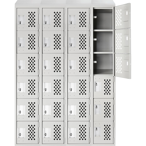 Assembled Clean Line Perforated Economy Lockers, 6 -tier, Bank of 4, 18" x 72" x 12", Steel Distribution Élite MP