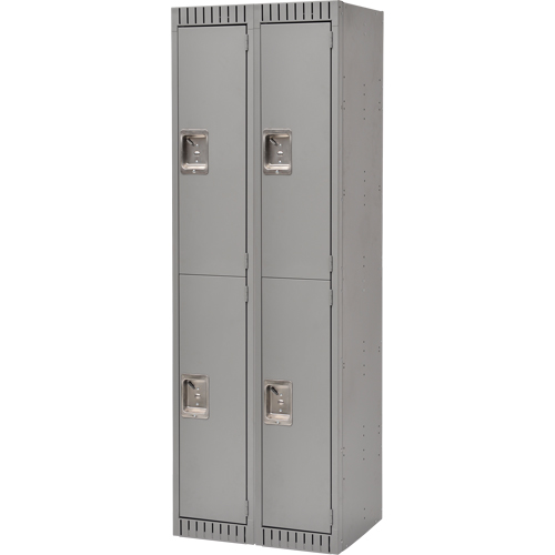 Lockers, 2 -tier, Bank of 2, 24" x 18" x 72", Steel, Grey, Rivet (Assembled) Distribution Élite MP