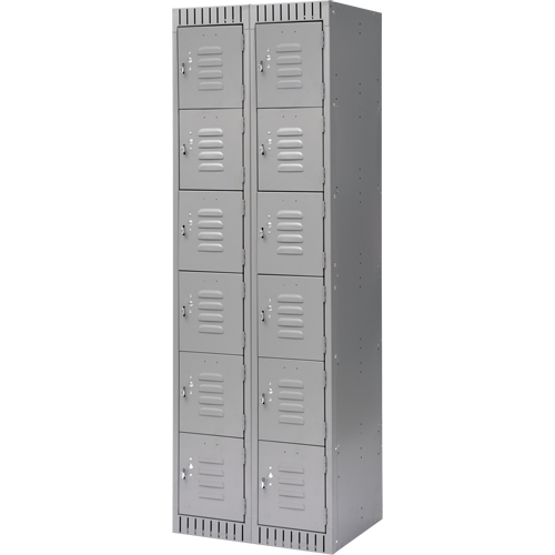 Casiers, 6 niveaux, Bloc de 2, 24" x 18" x 72", Acier, Gris, D&eacute;mont&eacute; Distribution Élite MP