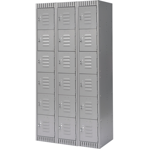 Casiers, 6 niveaux, Bloc de 3, 36" x 18" x 72", Acier, Gris, D&eacute;mont&eacute; Distribution Élite MP