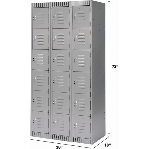Casiers, 6 niveaux, Bloc de 3, 36" x 18" x 72", Acier, Gris, D&eacute;mont&eacute; Distribution Élite MP