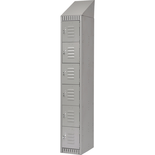 Lockers, 6 -tier, 12" x 18" x 82", Steel, Grey, Knocked Down Distribution Élite MP