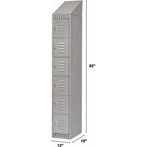 Lockers, 6 -tier, 12" x 18" x 82", Steel, Grey, Knocked Down Distribution Élite MP