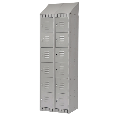Casiers, 6 niveaux, Bloc de 2, 24" x 18" x 82", Acier, Gris, D&eacute;mont&eacute; Distribution Élite MP