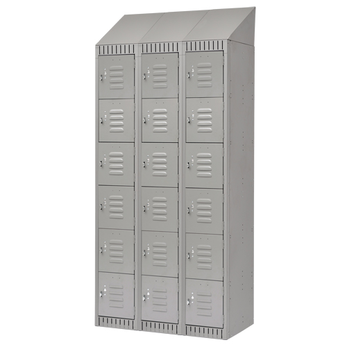 Lockers, 6 -tier, Bank of 3, 36" x 18" x 82", Steel, Grey, Knocked Down Distribution Élite MP