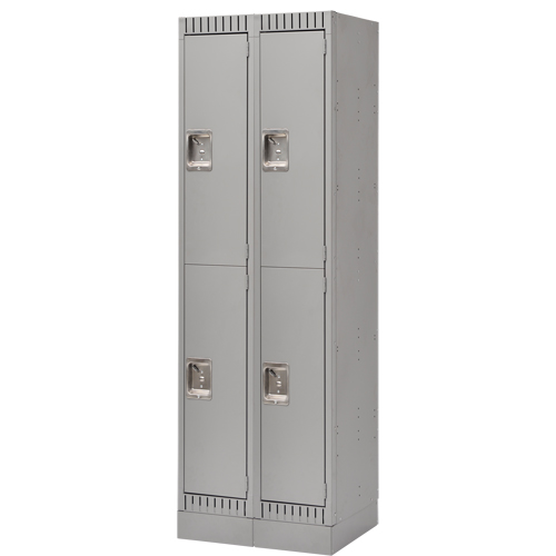 Casiers assembl&eacute;s, 2 niveaux, Bloc de 2, 24" x 18" x 72", Acier, Gris, Rivet (assembl&eacute;) Distribution Élite MP