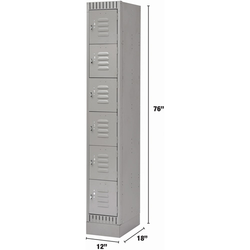 Casiers, 6 niveaux, 12" x 18" x 76", Acier, Gris, D&eacute;mont&eacute; Distribution Élite MP