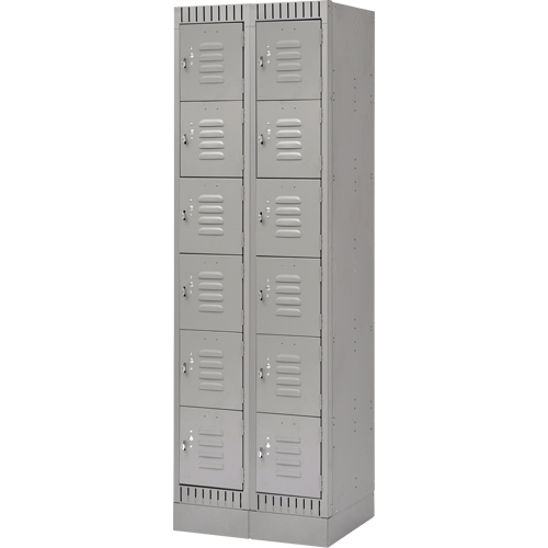 Casiers, 6 niveaux, Bloc de 2, 24" x 18" x 76", Acier, Gris, D&eacute;mont&eacute; Distribution Élite MP