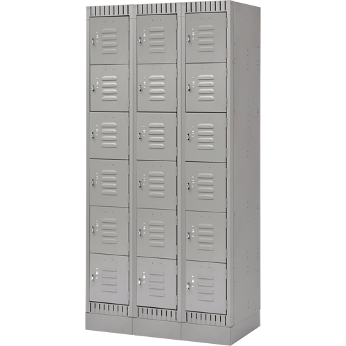 Casiers, 6 niveaux, Bloc de 3, 36" x 18" x 76", Acier, Gris, D&eacute;mont&eacute; Distribution Élite MP