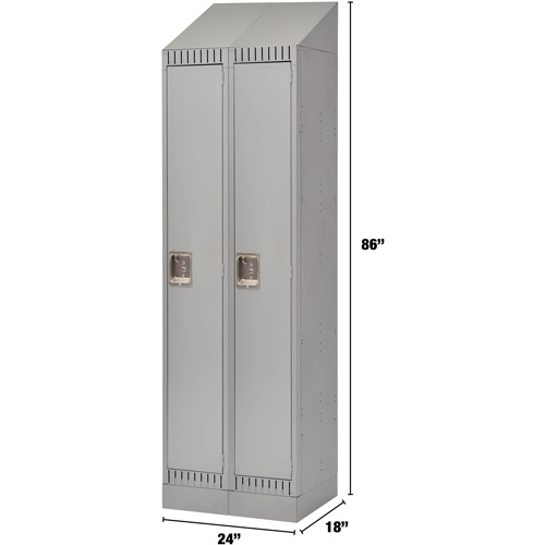 Lockers, Bank of 2, 24" x 18" x 86", Steel, Grey, Knocked Down Distribution Élite MP
