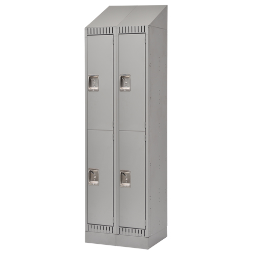 Assembled Lockers, 2 -tier, Bank of 2, 24" x 18" x 72", Steel, Grey, Rivet (Assembled) Distribution Élite MP
