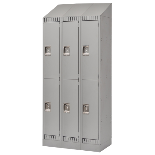 Casiers, 2 niveaux, Bloc de 3, 36" x 18" x 86", Acier, Gris, D&eacute;mont&eacute; Distribution Élite MP