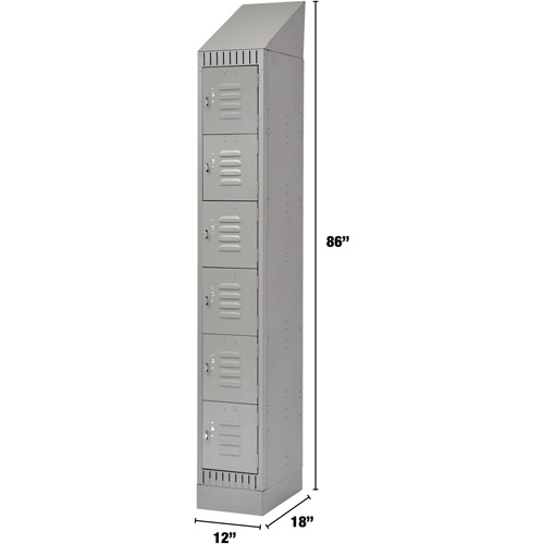 Lockers, 6 -tier, 12" x 18" x 86", Steel, Grey, Knocked Down Distribution Élite MP