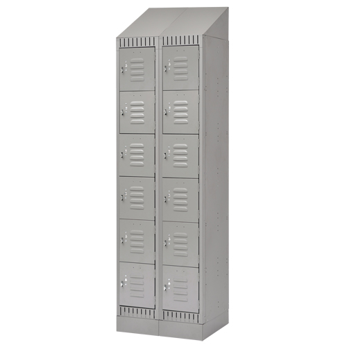 Casiers, 6 niveaux, Bloc de 2, 24" x 18" x 86", Acier, Gris, D&eacute;mont&eacute; Distribution Élite MP