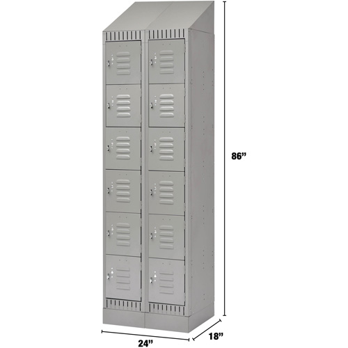 Casiers, 6 niveaux, Bloc de 2, 24" x 18" x 86", Acier, Gris, D&eacute;mont&eacute; Distribution Élite MP