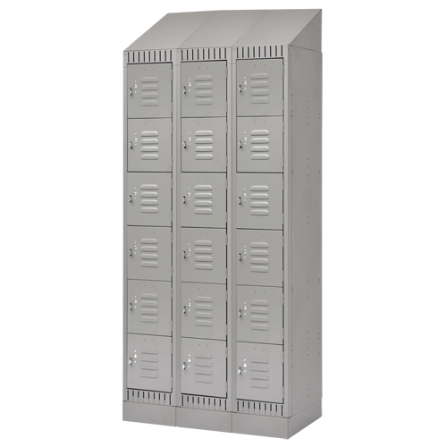 Casiers, 6 niveaux, Bloc de 3, 36" x 18" x 86", Acier, Gris, D&eacute;mont&eacute; Distribution Élite MP