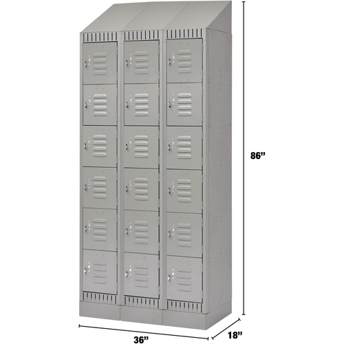 Casiers, 6 niveaux, Bloc de 3, 36" x 18" x 86", Acier, Gris, D&eacute;mont&eacute; Distribution Élite MP