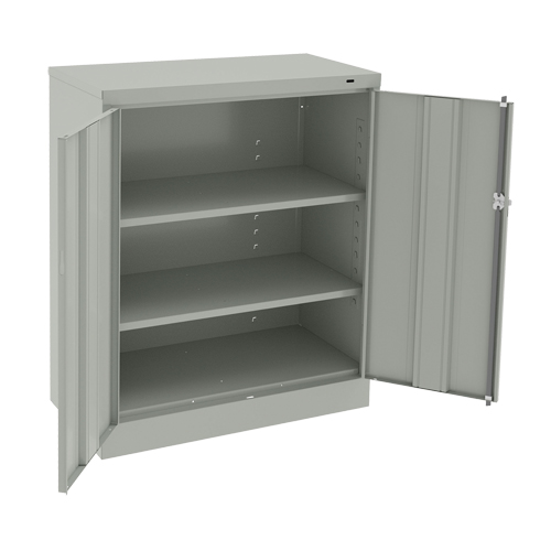 Armoire &agrave; hauteur de comptoir, Acier, 2 Tablettes, 42" h x 36" la x 18" P, Gris p&acirc;le Distribution Élite MP
