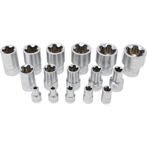 Jeu de douilles TORX EPR &agrave; 5 pans, 16 Morceaux, Prise de 1/4"/3/8"/1/2" Distribution Élite MP