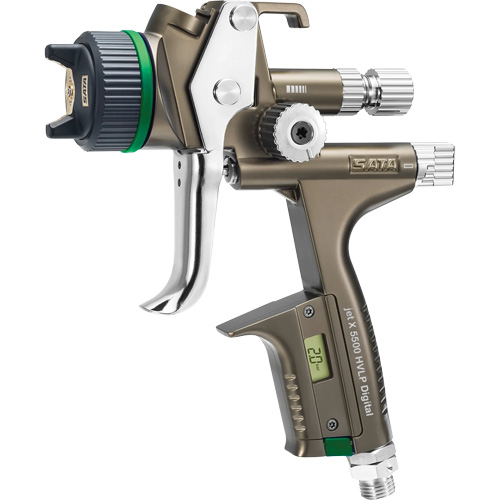 Pistolet de peinture de premi&egrave;re qualit&eacute; pour peinture automobile avec psi num&eacute;rique X5500 HVLP 1,2 I RPS D, Entr&eacute;e d'air 1/4" NPT, 15,19 pi³/min, Capacit&eacute; 0,6 L/0,9 L, 0,17 psi Distribution Élite MP