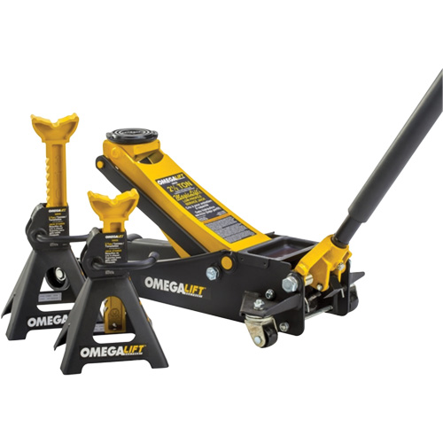 Magic Lift Service Jack & Jack Stands Combo Set, 3 Ton(s)/2.5 Ton(s) Capacity, 3-7/20" Lowered, 19-3/10" Raised, Manual Hydraulic Distribution Élite MP