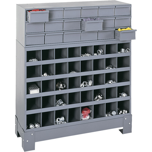 Modular Small Parts Storage Unit, Steel, 18 Drawers, 33-3/4" x 12-1/4" x 40-1/2", Grey Distribution Élite MP