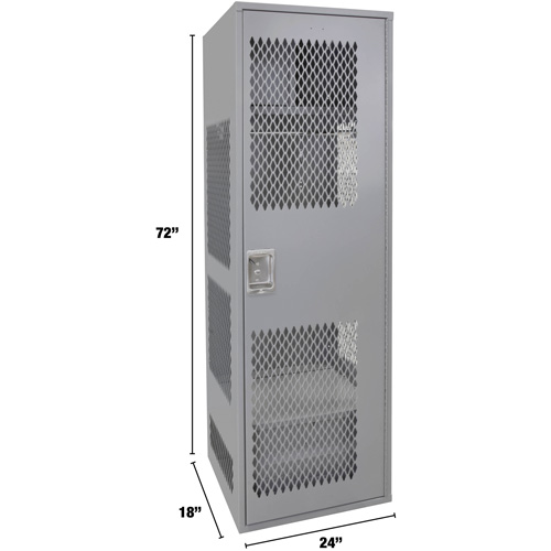 Casier pour &eacute;quipement avec porte, Acier, 24" la x 18" p x 72" h, Gris Distribution Élite MP