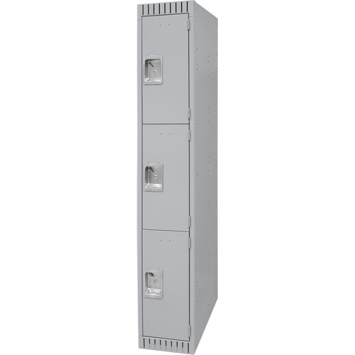 Lockers, 3 -tier, 12" x 18" x 72", Steel, Grey, Knocked Down Distribution Élite MP