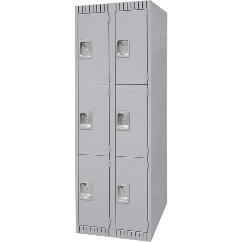 Casiers, 3 niveaux, Bloc de 2, 24" x 18" x 72", Acier, Gris, D&eacute;mont&eacute; Distribution Élite MP