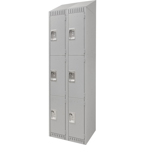 Lockers, 3 -tier, Bank of 2, 24" x 18" x 82", Steel, Grey, Knocked Down Distribution Élite MP