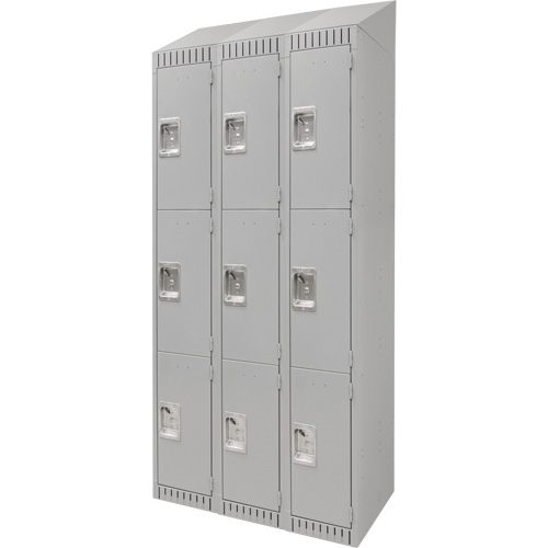 Casiers, 3 niveaux, Bloc de 3, 36" x 18" x 82", Acier, Gris, D&eacute;mont&eacute; Distribution Élite MP