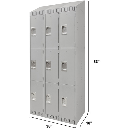 Casiers, 3 niveaux, Bloc de 3, 36" x 18" x 82", Acier, Gris, D&eacute;mont&eacute; Distribution Élite MP