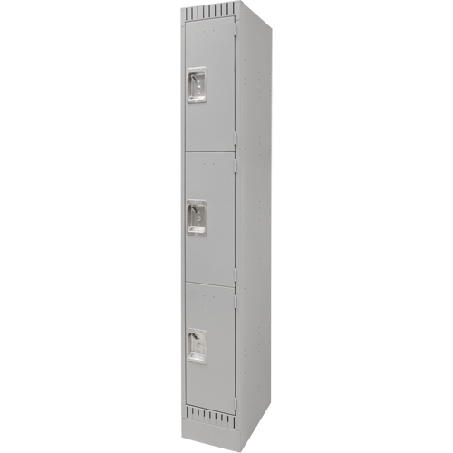 Lockers, 3 -tier, 12" x 18" x 76", Steel, Grey, Knocked Down Distribution Élite MP