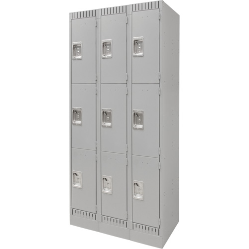 Casiers, 3 niveaux, Bloc de 3, 36" x 18" x 76", Acier, Gris, D&eacute;mont&eacute; Distribution Élite MP
