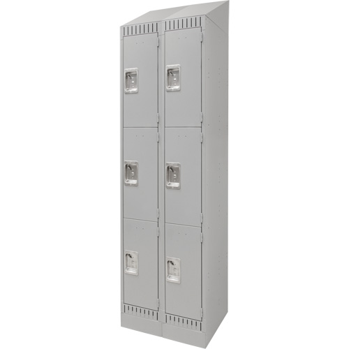 Casiers, 3 niveaux, Bloc de 2, 24" x 18" x 86", Acier, Gris, D&eacute;mont&eacute; Distribution Élite MP