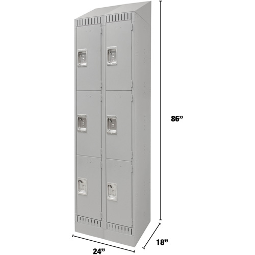 Casiers, 3 niveaux, Bloc de 2, 24" x 18" x 86", Acier, Gris, D&eacute;mont&eacute; Distribution Élite MP