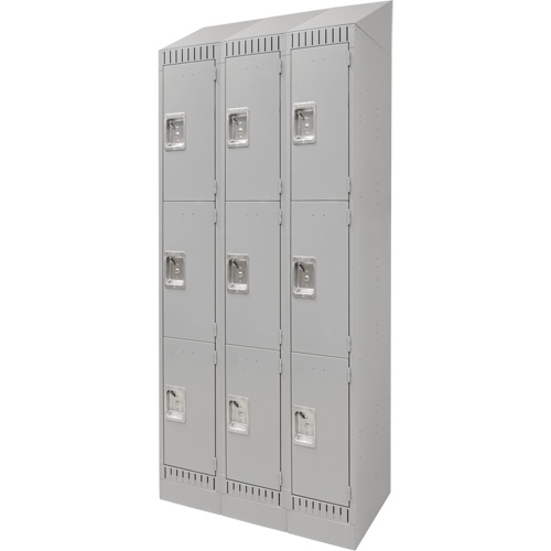 Casiers, 3 niveaux, Bloc de 3, 36" x 18" x 86", Acier, Gris, D&eacute;mont&eacute; Distribution Élite MP