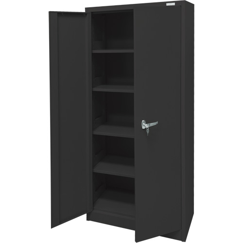 Armoire d'entreposage, Acier, 4 Tablettes, 66" h x 30" la x 15" P, Noir Distribution Élite MP