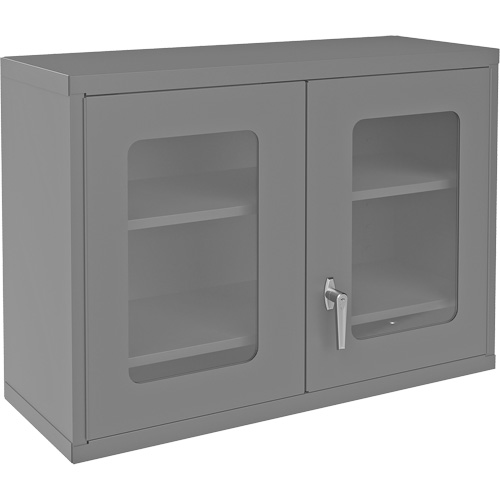 Armoire de rangement murale avec portes transparentes, 26-15/16" h x 35-7/8" la x 13-11/16" p, 2 tablettes, Acier, Gris Distribution Élite MP