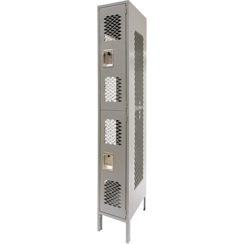 Casiers ventil&eacute;s, 2 niveaux, 12" x 18" x 78", Acier, Gris, D&eacute;mont&eacute;, Perfor&eacute; Distribution Élite MP