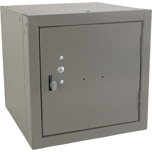 Stackable Cube Locker, 12" x 12" x 12", Steel, Grey, Knocked Down Distribution Élite MP